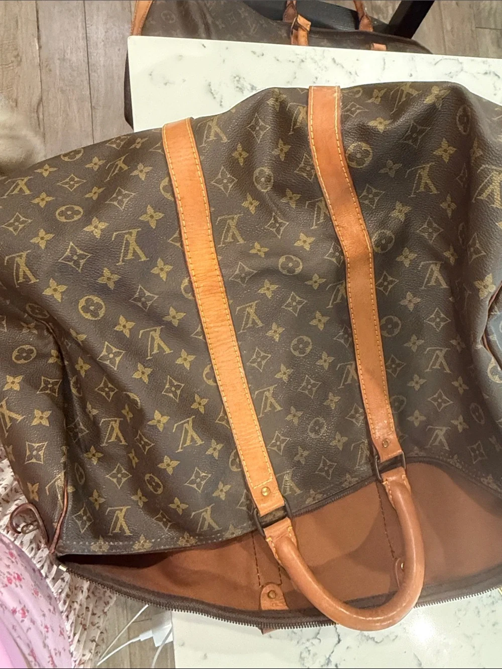 Louis Vuitton Brown Monogram Canvas Travel Bag keepall 50 - project bag/ as is